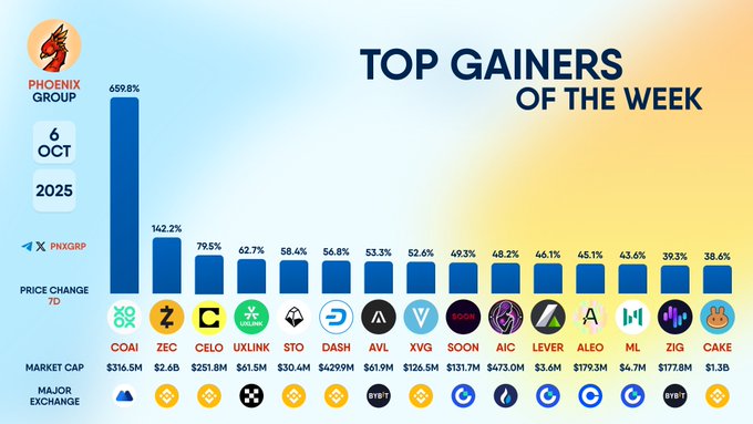 Crypto Market Weekly Gainers Chart