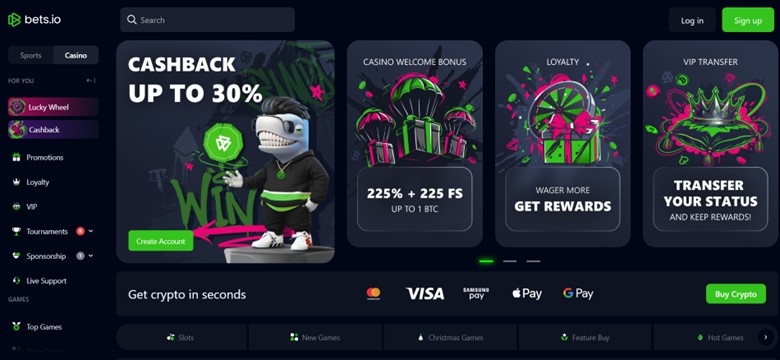 Bets.io platform featuring 500 cryptocurrency options and 10000 games for best crypto casino australia gambling