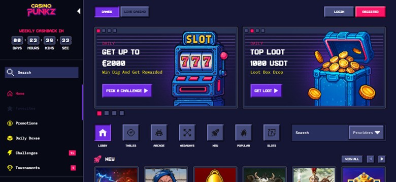 Casinopunkz VPN-friendly homepage with rapid registration process for crypto casino australia 2025 players