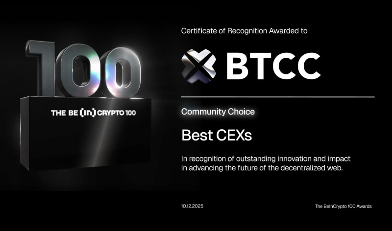 BTCC Exchange Wins Best Centralized Exchange (Community Choice) at BeInCrypto 100 Awards 2025 3