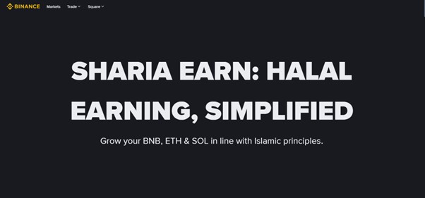 Binance Sharia Earn platform offering Amanie Advisors certified halal staking for BNB ETH SOL