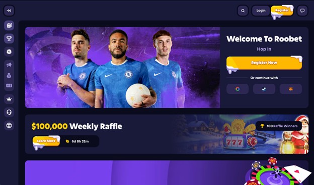 Roobet casino featuring original games and cryptocurrency payment options.