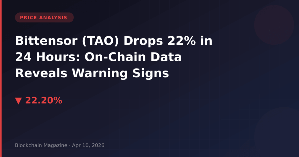 Bittensor (TAO) Drops 22% in 24 Hours: On-Chain Data Reveals Warning Signs