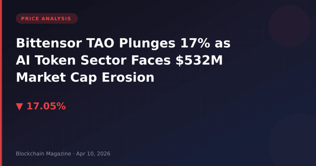 Bittensor TAO Plunges 17% as AI Token Sector Faces $532M Market Cap Erosion