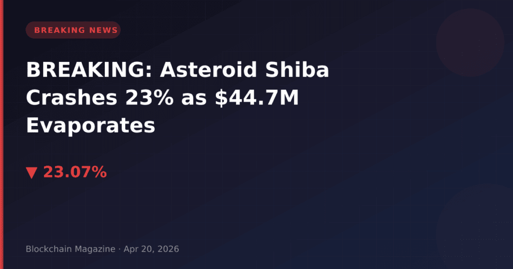 BREAKING: Asteroid Shiba Crashes 23% as $44.7M Evaporates