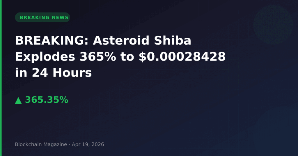 BREAKING: Asteroid Shiba Explodes 365% to $0.00028428 in 24 Hours