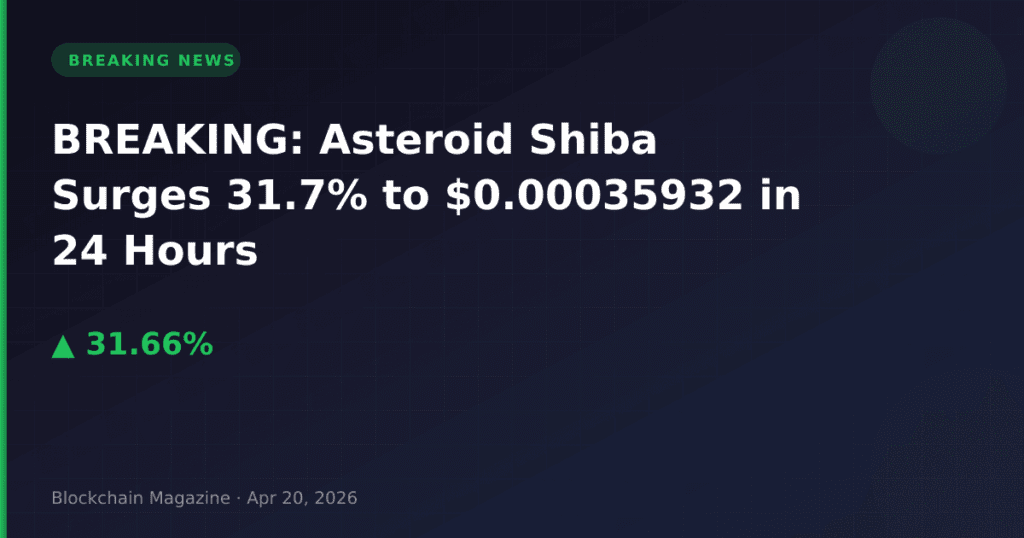 BREAKING: Asteroid Shiba Surges 31.7% to $0.00035932 in 24 Hours