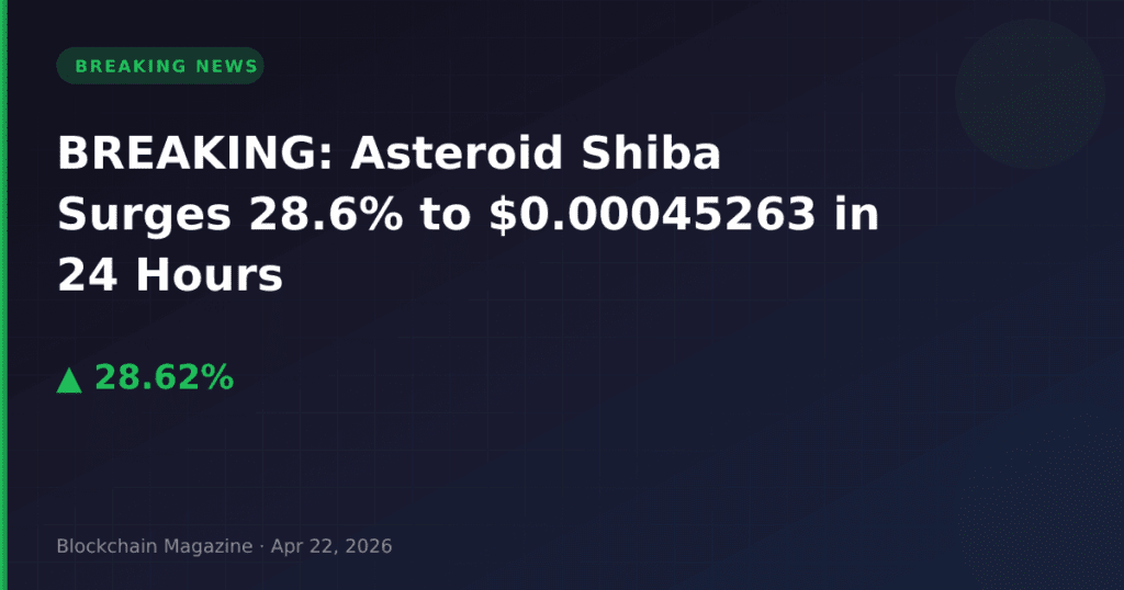 FLASH INFO : Asteroid Shiba bondit de 28,6 % à 0,00045263 $ en 24 heures