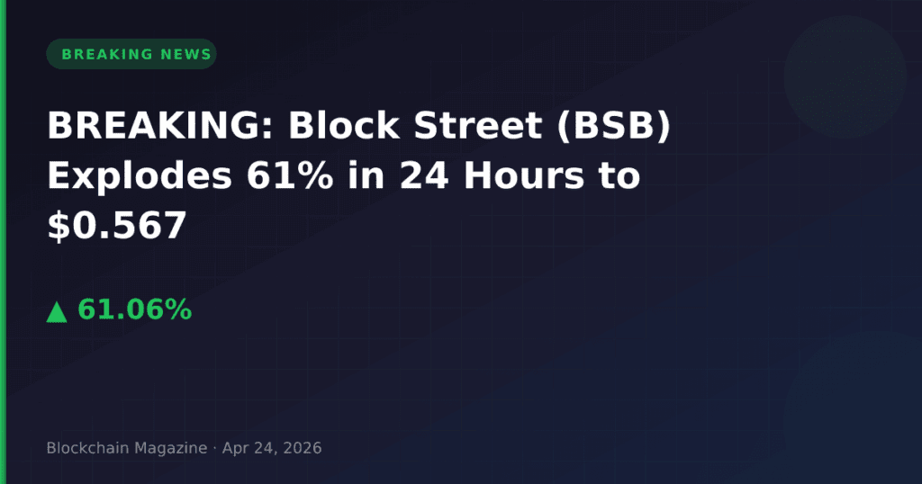 BREAKING: Block Street (BSB) Explodes 61% in 24 Hours to $0.567