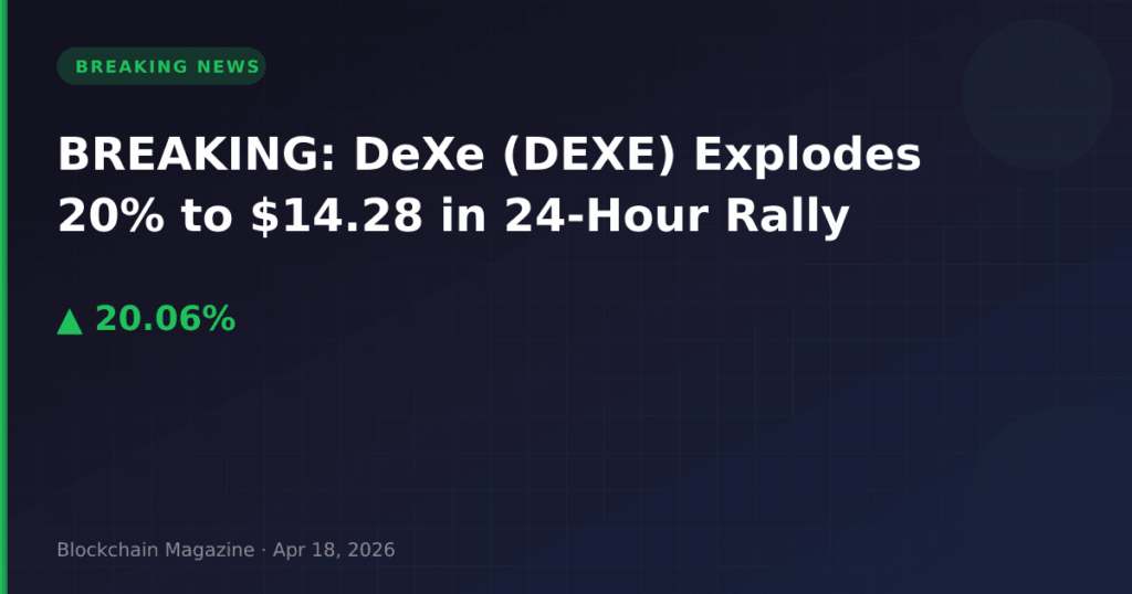 BREAKING: DeXe (DEXE) Explodes 20% to $14.28 in 24-Hour Rally