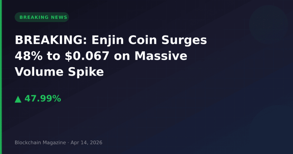 خبر فوری: Enjin Coin با افزایش ۴۸ درصدی به ۰.۰۶۷ دلار با جهش عظیم حجم معاملات رسید
