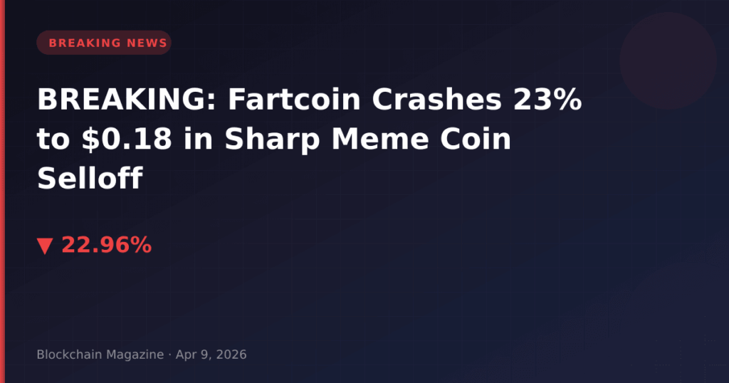 BREAKING: Fartcoin Crashes 23% to $0.18 in Sharp Meme Coin Selloff