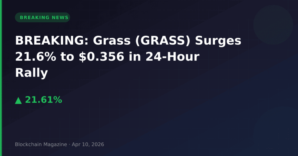 BREAKING: Grass (GRASS) Surges 21.6% to $0.356 in 24-Hour Rally