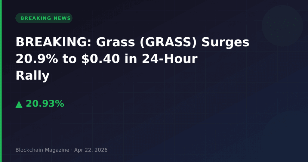 BREAKING: Grass (GRASS) Surges 20.9% to $0.40 in 24-Hour Rally