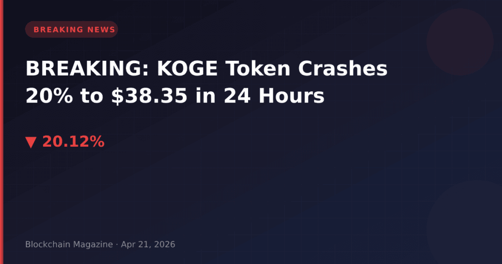 BREAKING: KOGE Token Crashes 20% to $38.35 in 24 Hours