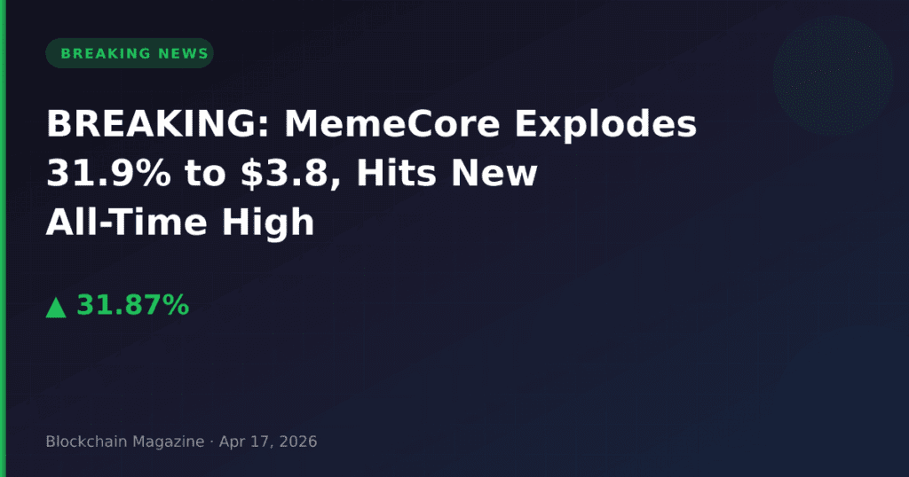 BREAKING: MemeCore Explodes 31.9% to $3.8, Hits New All-Time High