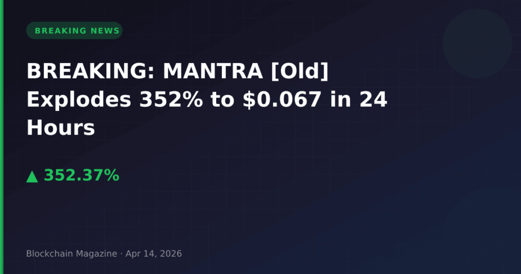 BREAKING: MANTRA [Old] Explodes 352% to $0.067 in 24 Hours