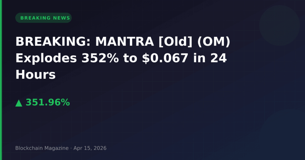 BREAKING: MANTRA [Old] (OM) Explodes 352% to $0.067 in 24 Hours