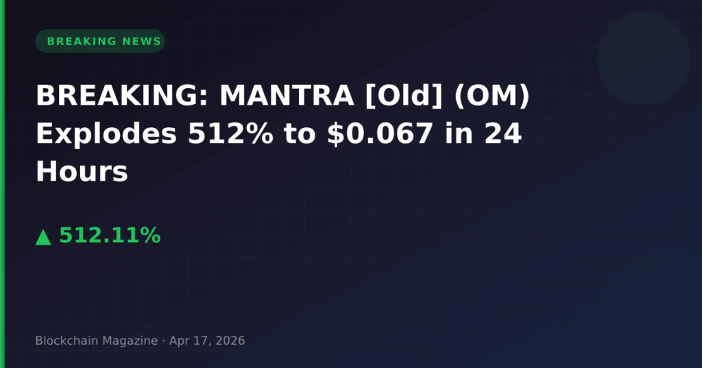 BREAKING: MANTRA [Old] (OM) Explodes 512% to $0.067 in 24 Hours