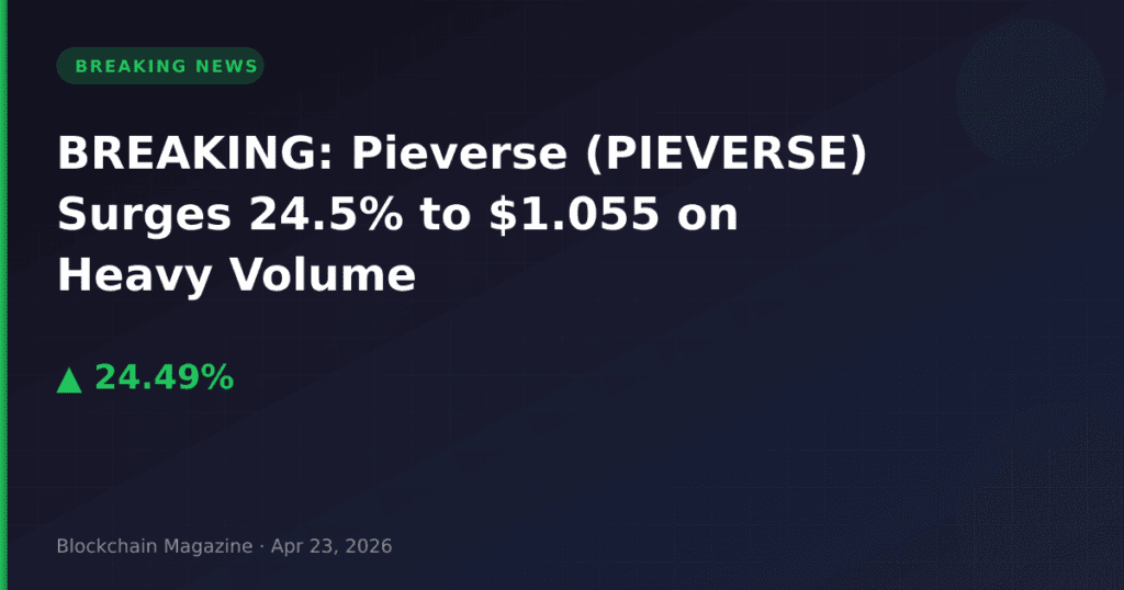خبر فوری: پایورس (PIEVERSE) با حجم معاملات سنگین ۲۴.۵٪ افزایش یافت و به ۱.۰۵۵ دلار رسید