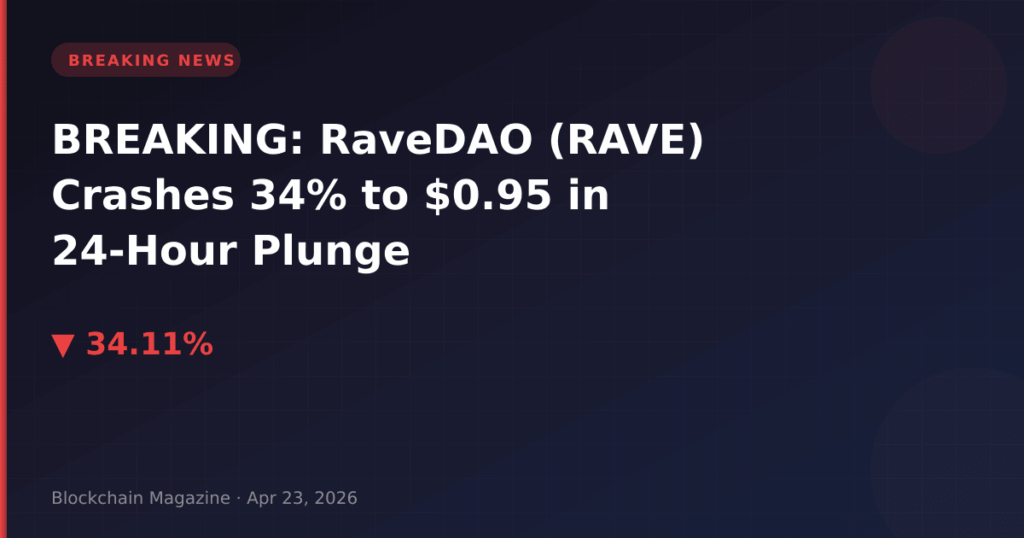 UUE: RaveDAO (RAVE) kukub 34 % ja jõuab 24 tunni jooksul 0,95 USD-ni