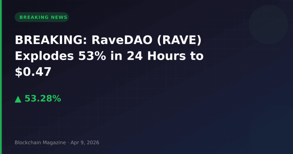 BREAKING: RaveDAO (RAVE) Explodes 53% in 24 Hours to $0.47