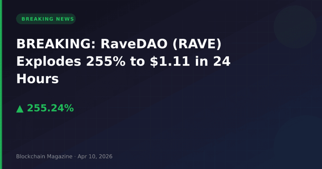 BREAKING: RaveDAO (RAVE) Explodes 255% to $1.11 in 24 Hours