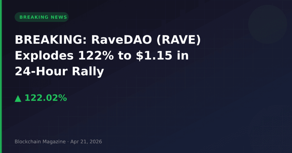BREAKING: RaveDAO (RAVE) Explodes 122% to $1.15 in 24-Hour Rally
