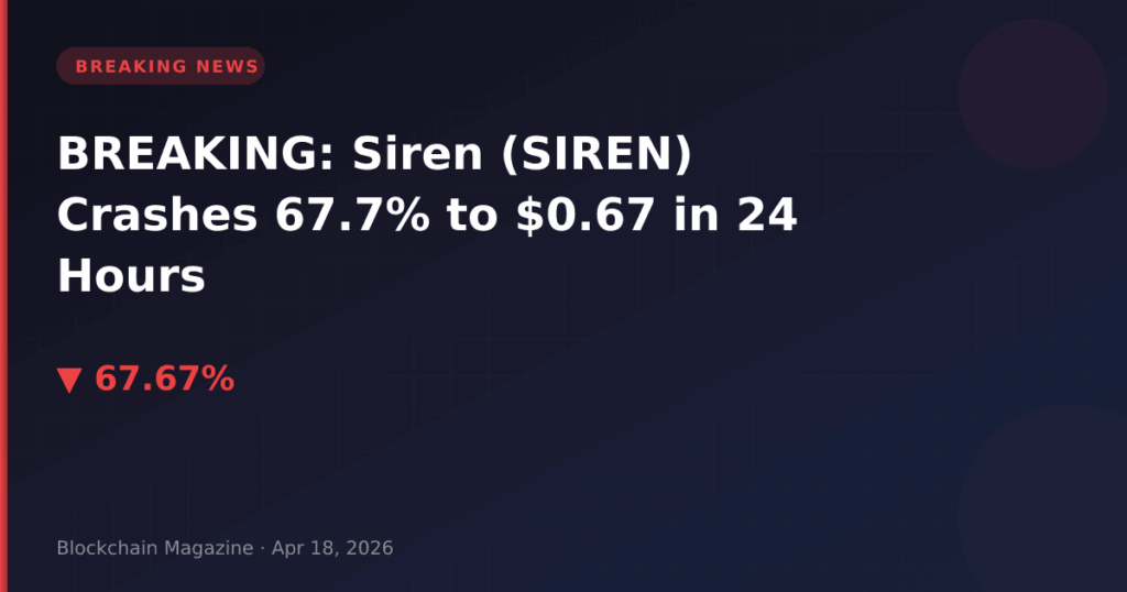BREAKING: Siren (SIREN) Crashes 67.7% to $0.67 in 24 Hours
