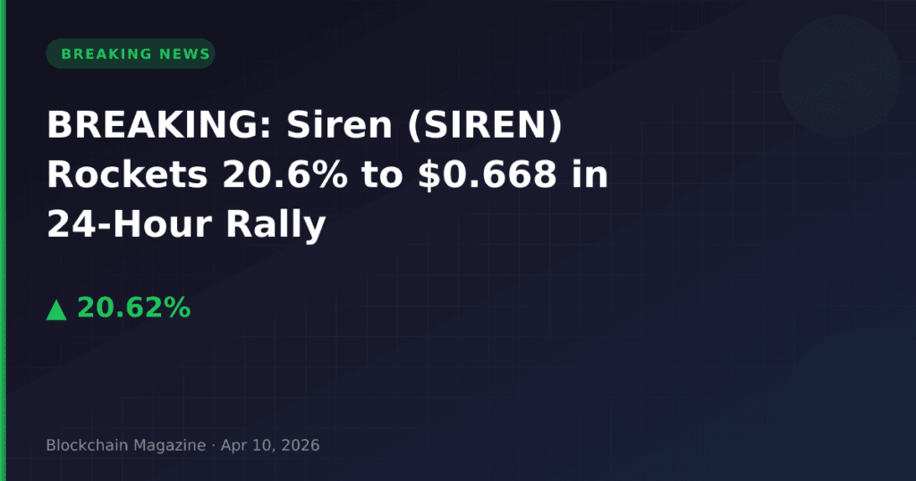 BREAKING: Siren (SIREN) Rockets 20.6% to $0.668 in 24-Hour Rally