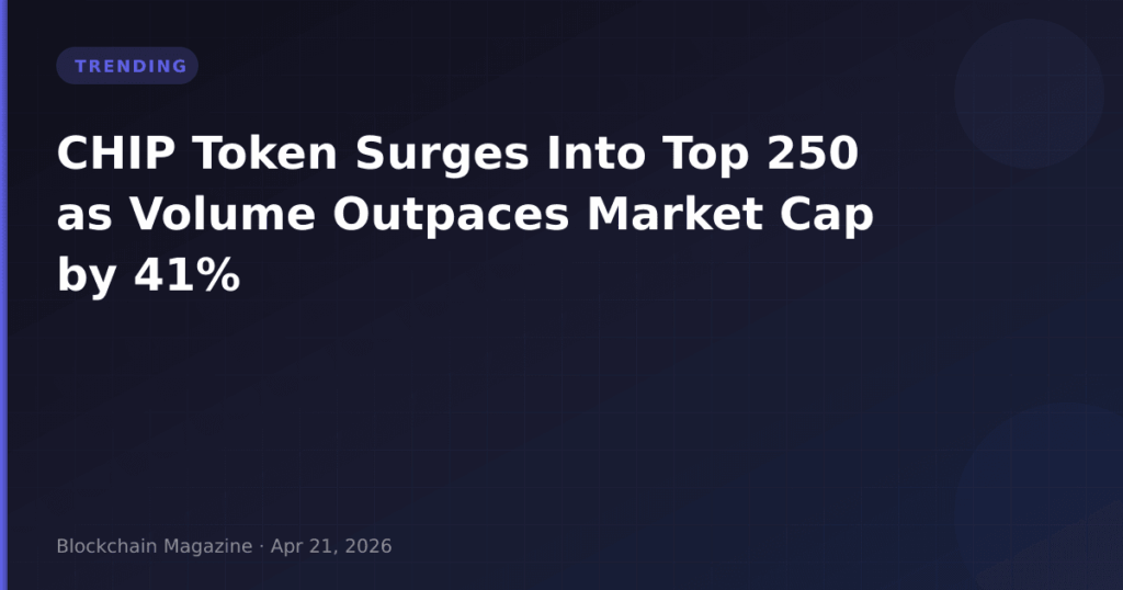 CHIP Token Surges Into Top 250 as Volume Outpaces Market Cap by 41%