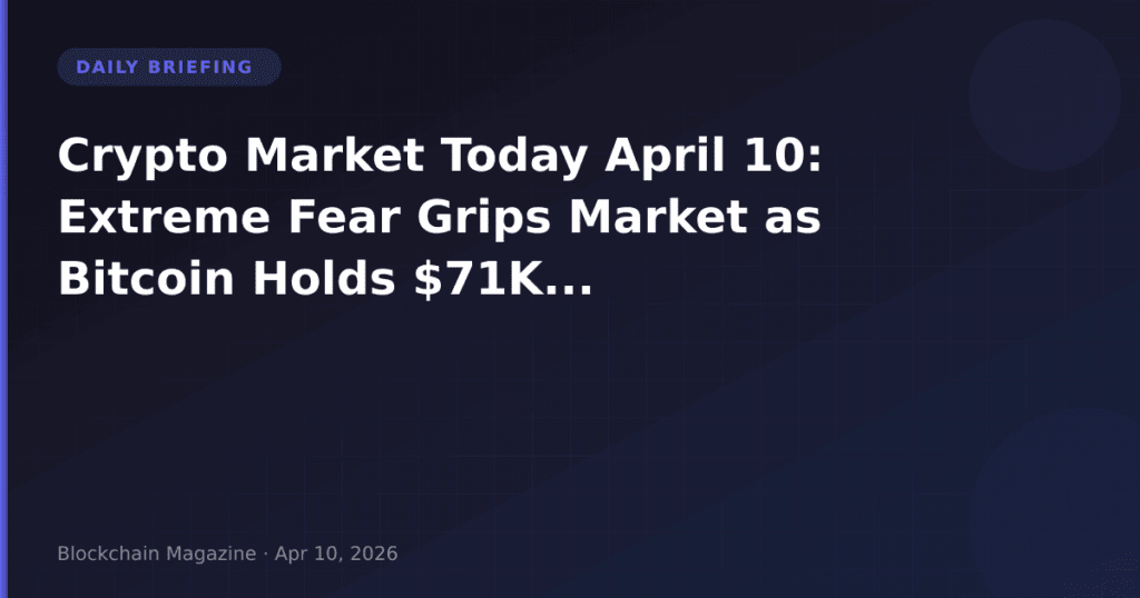 Crypto Market Today April 10: Extreme Fear Grips Market as Bitcoin Holds $71K Support
