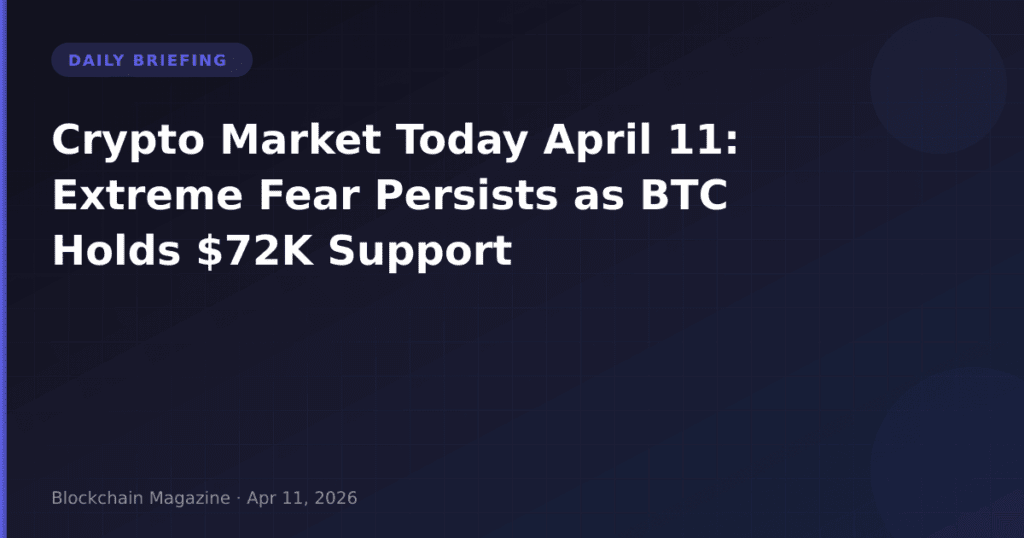 Crypto Market Today April 11: Extreme Fear Persists as BTC Holds $72K Support
