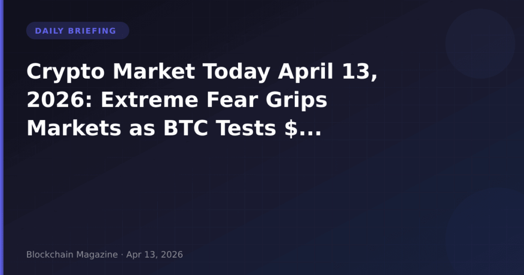 Crypto Market Today April 13, 2026: Extreme Fear Grips Markets as BTC Tests $70K Support