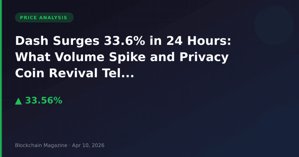 Dash Surges 33.6% in 24 Hours: What Volume Spike and Privacy Coin Revival Tell Us