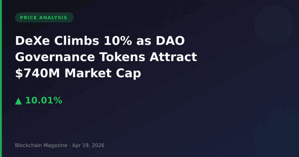 DeXe Climbs 10% as DAO Governance Tokens Attract $740M Market Cap