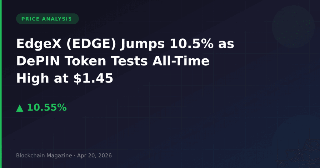 EdgeX (EDGE) Jumps 10.5% as DePIN Token Tests All-Time High at $1.45