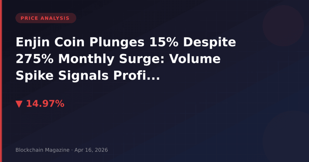 Enjin Coin Plunges 15% Despite 275% Monthly Surge: Volume Spike Signals Profit-Taking