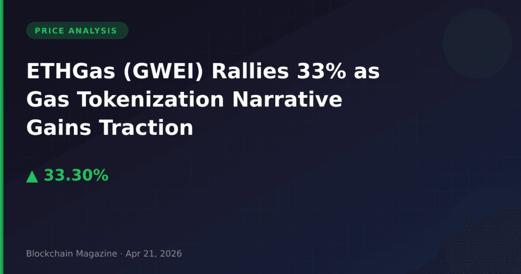 ETHGas (GWEI) Rallies 33% as Gas Tokenization Narrative Gains Traction