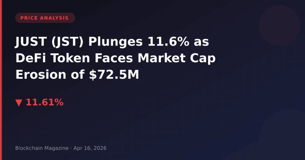JUST (JST) Plunges 11.6% as DeFi Token Faces Market Cap Erosion of $72.5M