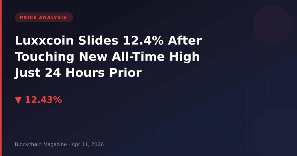 Luxxcoin Slides 12.4% After Touching New All-Time High Just 24 Hours Prior