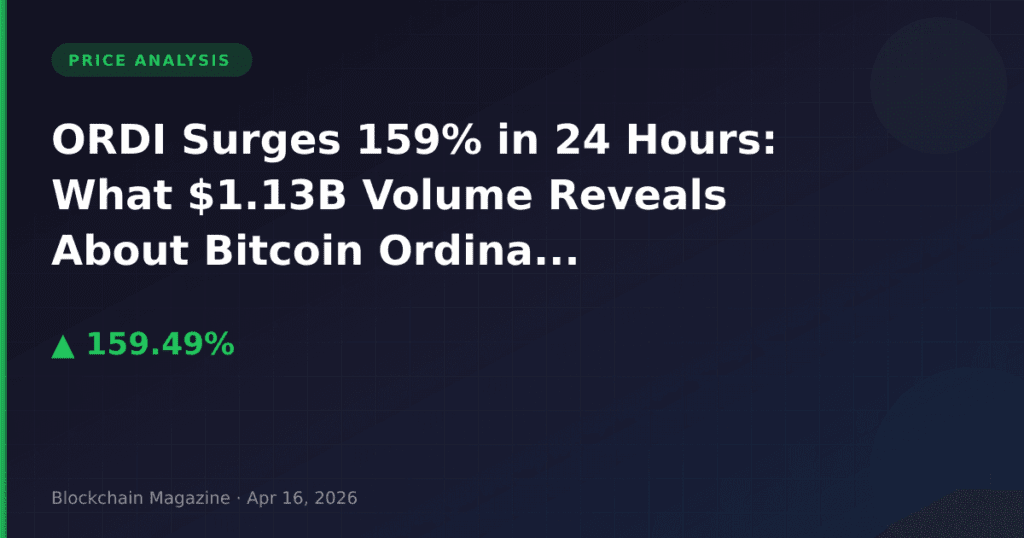 ORDI Surges 159% in 24 Hours: What $1.13B Volume Reveals About Bitcoin Ordinals Revival