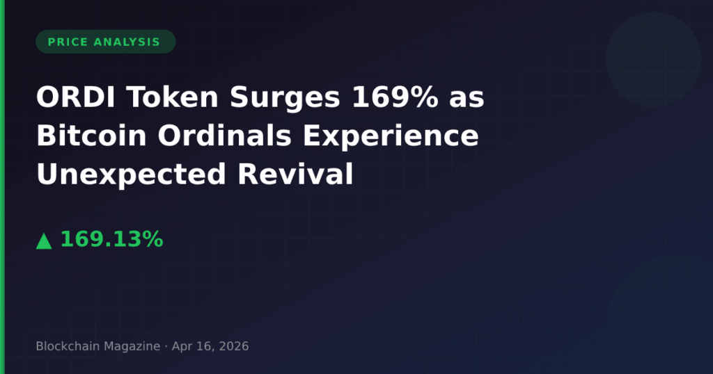 ORDI Token Surges 169% as Bitcoin Ordinals Experience Unexpected Revival