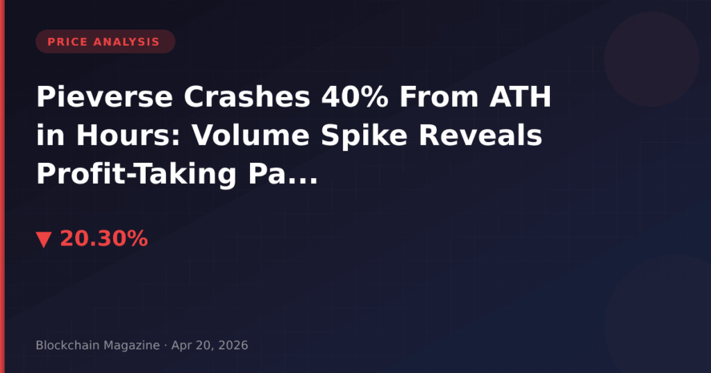Pieverse Crashes 40% From ATH in Hours: Volume Spike Reveals Profit-Taking Pattern