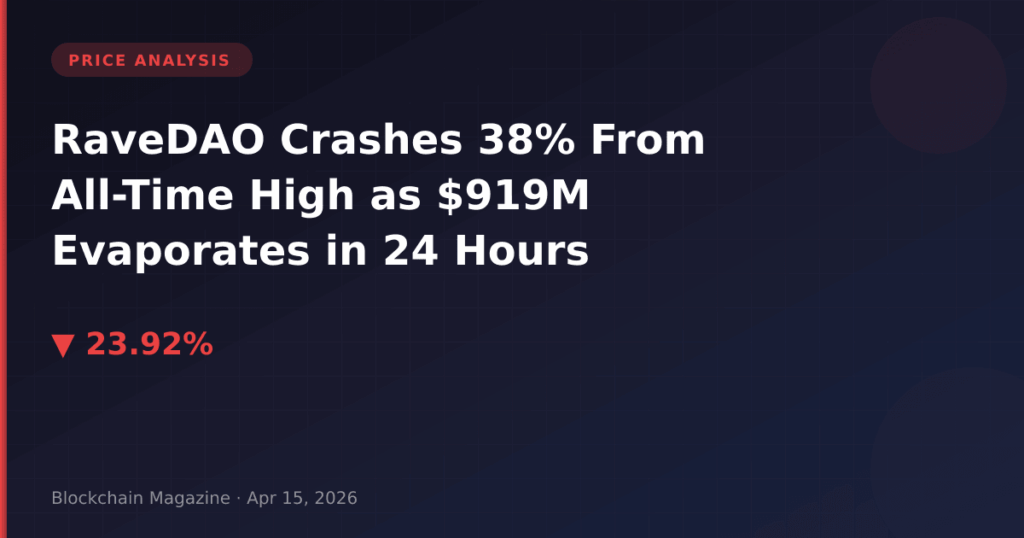 RaveDAO Crashes 38% From All-Time High as $919M Evaporates in 24 Hours