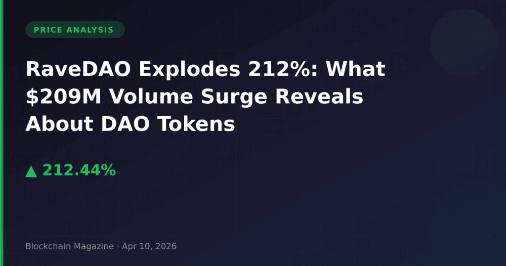 RaveDAO Explodes 212%: What $209M Volume Surge Reveals About DAO Tokens