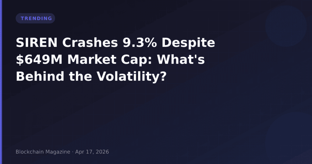 SIREN Crashes 9.3% Despite $649M Market Cap: What’s Behind the Volatility?