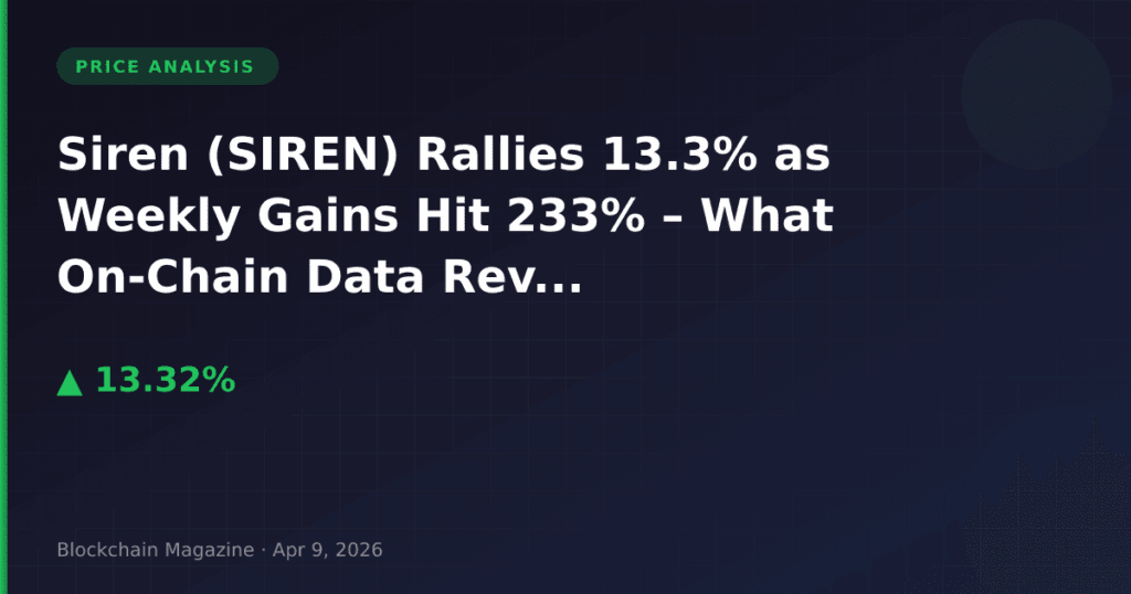 Siren (SIREN) Rallies 13.3% as Weekly Gains Hit 233% – What On-Chain Data Reveals