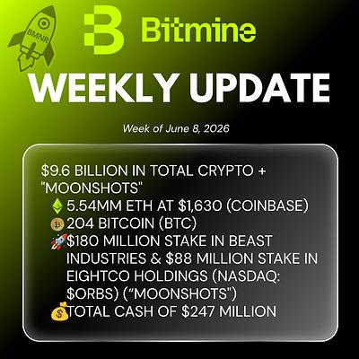 Bitmine Immersion Technologies (BMNR) Announces ETH Holdings Reach 5.54 Million Tokens, and Total Crypto and Total Cash Holdings of $9.6 Billion 3