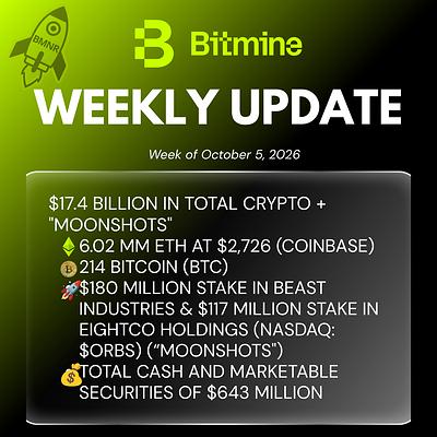 Bitmine Immersion Technologies (BMNR) Announces ETH Holdings Reach 6.02 Million Tokens, and Total Crypto and Total Cash & Marketable Securities Holdings of $17.4 Billion 3 BMNR Weekly Update English 15 1791204604P3GsgYuGt1